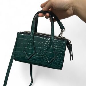 Zara Green Croc-Embossed Mini Bag